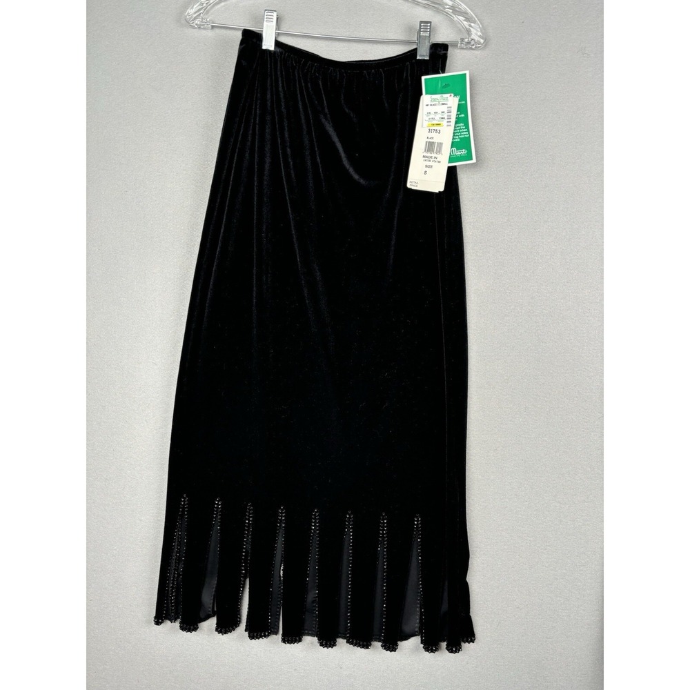 MSK Women's Skirt Small Black Evening Velvet Gusset Maxi Slit 3265